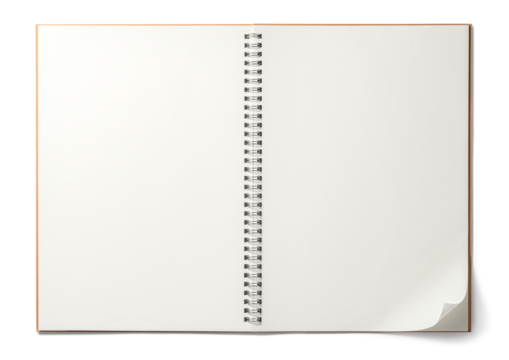 開かれた無地のスパイラルノート