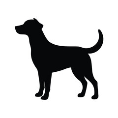 Silhouette of a noble dog standing on a white background in profile, dog standing on hind legs silhouette vector illustration