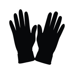 Silhouette of two hands with open palms against a white background, gloves silhouette vector illustration