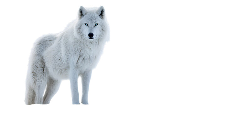 Powerful white wolf standing proudly.