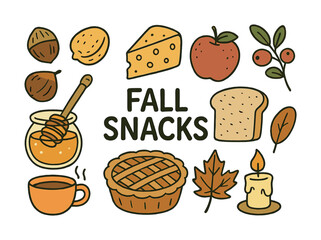 Autumn snack collection: nuts, fruits, pie, cheese, and cozy treats