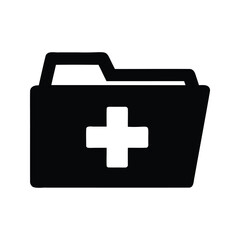Obraz premium Medical Records Folder Icon for Healthcare Information and Data Management, medical file folder silhouette vector illustration