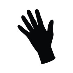 Silhouette of a hand with spread fingers against a white background, medical gloves silhouette vector illustration