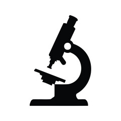 Silhouette of a laboratory microscope used for science and research, black and white, microscope silhouette vector illustration