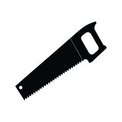 Silhouette of a Hand Saw with Handle and Sharp Teeth for Cutting, saw silhouette vector illustration