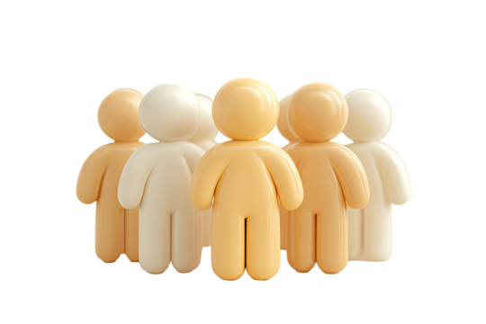 Group of stylized, light beige and off-white figures