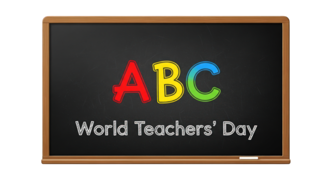 ABC letters on vintage chalkboard for World Teachers Day