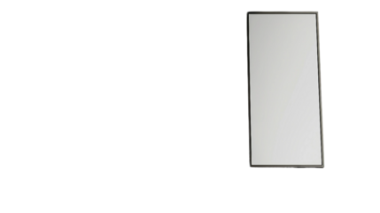 Sleek Mirror Reflecting Interior Ambiance on white background