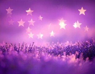 Purple lavender field with glowing stars
