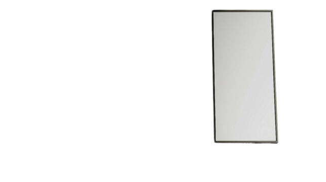 Sleek Mirror Reflecting Interior Ambiance on white background