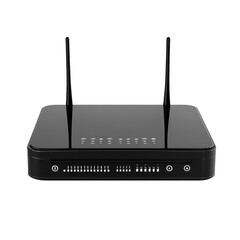Black Wireless Router Internet Device Technology Gadget isolated on a white background