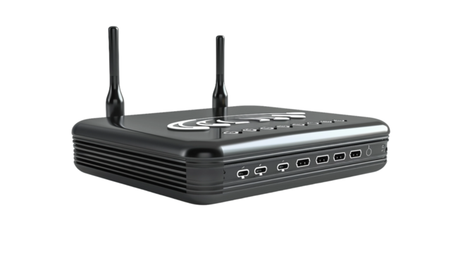 Sleek Wireless Networking Device on white background