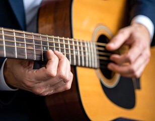 Fototapeta premium Close-up of hands playing an acoustic guitar (2)