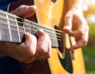 Close-up of hands playing an acoustic guitar (1)