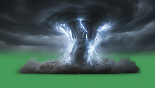 A dramatic tornado under dark storm clouds, showcasing nature's powerful forces and intense weather phenomena.