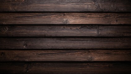 Obraz premium Dark brown wooden planks create a textured horizontal background pattern