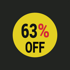 63% off coupon discount icon vector design background.