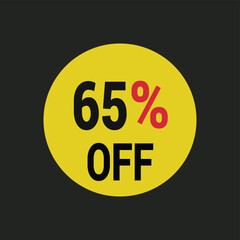 65% off coupon discount icon vector design background.