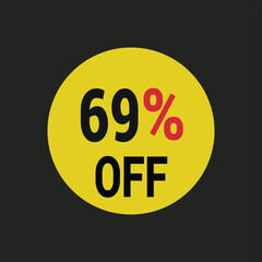 69% off coupon discount icon vector design background.