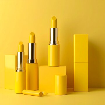 Bright yellow lipstick display