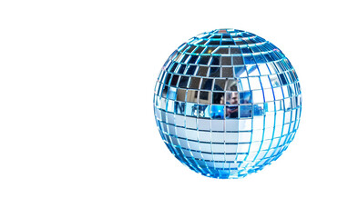 Retro-Inspired Party Disco Ball Close-Up on white background