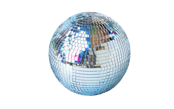 Vibrant 2000s Style Disco Ball on white background