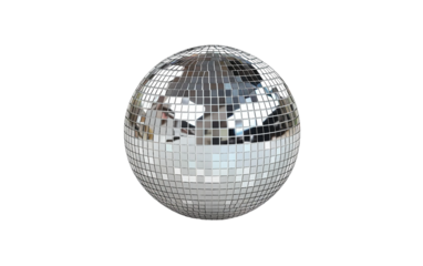 Stylish Retro Miniature Disco Ball on white background