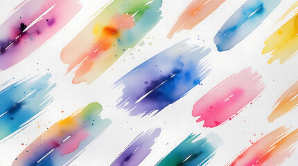 A series of colorful streaks and splotches arranged diagonally, featuring pinks, oranges, purples, and blues with wet-in-wet blending and splatter textures for a playful, energetic effect. 4K HD