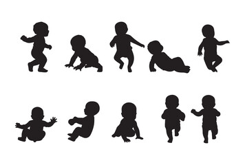 cute baby silhouette on white background