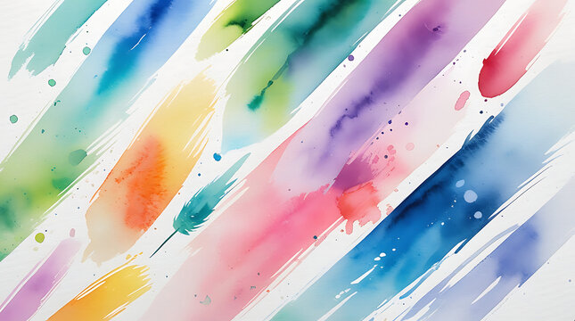 Vibrant diagonal brushstrokes in a spectrum of colors (green, yellow, orange, blue, purple) laid over a white backdrop, creating a lively, dynamic motion across the frame. 4K HD