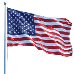 Obraz premium American Flag Waving proudly in the wind isolated on a white background