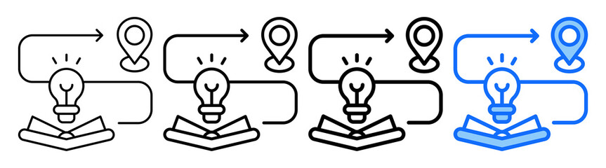 Learning Journey Icon Different Style Outline Collection Set