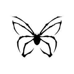A silhouette of a abstract spider with butterfly wings tattoo design.