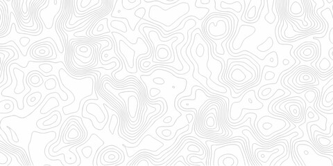 Minimal white line geometric grid outline curve counter map and wavy topography relief discovery area white, black line texture background.	