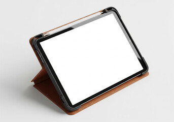 Tablet Mockup Sleek Device Presentation with Stand on White Backdrop