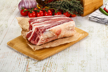 Raw beef ribs for cooking