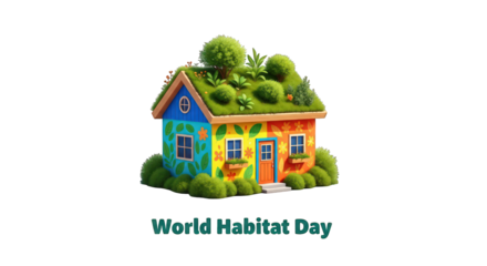 Eco-friendly house with green rooftop garden for world habitate day