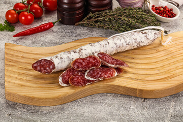 Spanish dry Fuet sausages snack