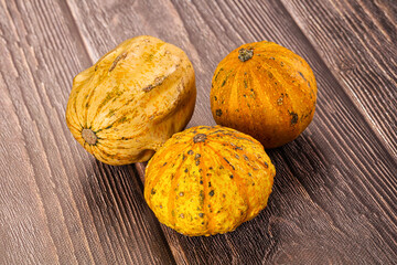 Decorative yelow pampkin seasonal vegetables