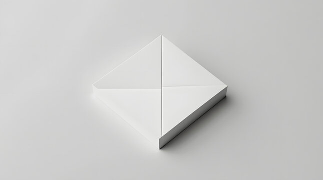A small square card with a corner fold, featuring a triangular crease that forms a sharp, precise edges.