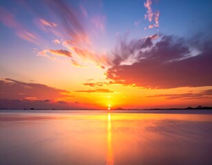 Serene Sunset Hues over Tranquil Waterscape