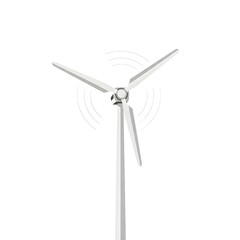Flat Minimalist Wind Turbine with Rotating Blades Illustration