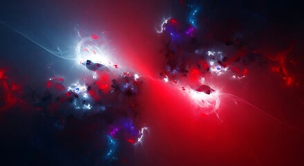 Vibrant abstract fractal explosion of red and blue light