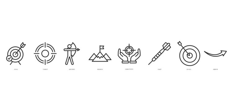 goals banner icon vector concept with icon of goal, target, archery, mission, objectivity, dart, goals and , arrow







