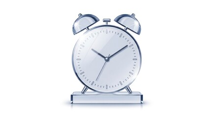Transparent Alarm Clock On White Background Showing Time Concept