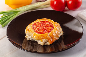 Chicken chop cutlet with cheese and tomato