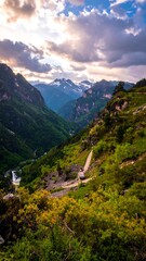 Mountain valley vista at sunset (1)