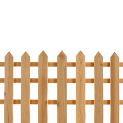 Rustic wooden picket fence section against a stark black background with natural texture