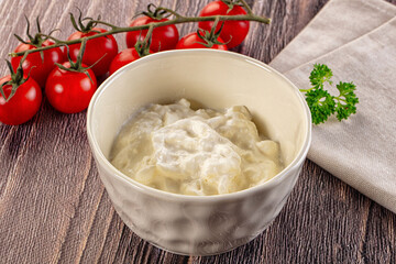 Italian delicous stracciatella young soft cheese