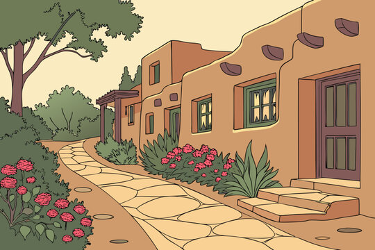 Canyon Road in Santa Fe, New Mexico, adobe-lined street filled with art galleries